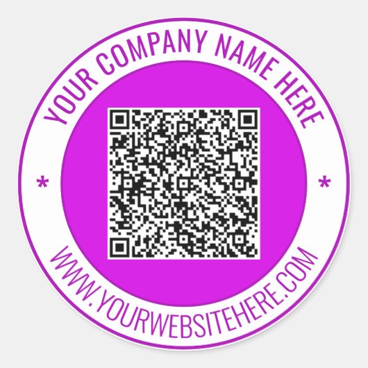 Custom QR Code Name Info Round Stickers Example (Vorderseite)