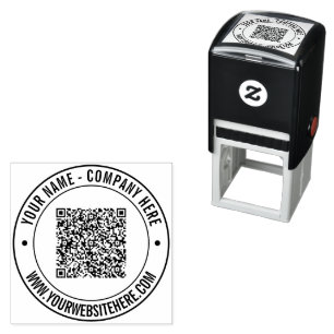 Custom QR Code Name Text Info Business Stamp Permastempel