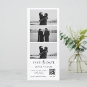 Custom QR Code Photo Strip Wedding Save The Date (Stehend Vorderseite)