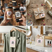 Custom QR Code Pink Heart Shaped Sticker