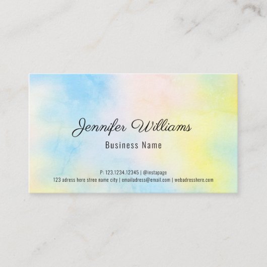 Custom QR Code Rainbow Pastell Farben Einfach mode Visitenkarte (Vorderseite)