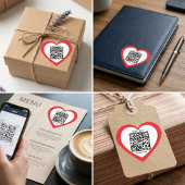 Custom QR Code Red Heart Shaped Sticker