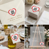 Custom QR Code Red Heart Shaped Wedding Sticker