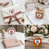 Custom QR Code Red Heart Shaped Wedding Sticker