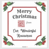 Custom QR Code Restaurant Frohe Weihnachten Aufkleber (Blatt)
