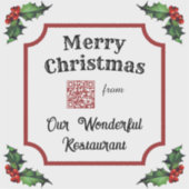 Custom QR Code Restaurant Frohe Weihnachten Aufkleber (Vorderseite)