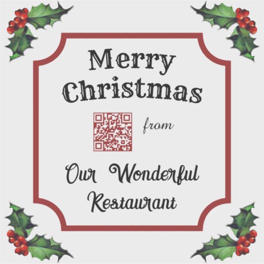 Custom QR Code Restaurant Frohe Weihnachten Aufkleber (Vorderseite)