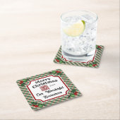 Custom QR Code Restaurant Weihnachten Kariert Rechteckiger Pappuntersetzer (Vor Ort)