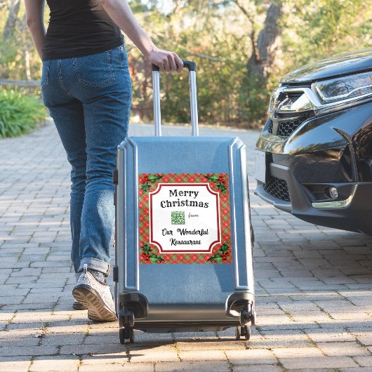 Custom QR Code Restaurant Weihnachtsrot Kariert Aufkleber (Koffer Insitu)