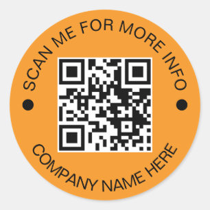 Custom QR Code Round ORANGE Waterproof Business Runder Aufkleber