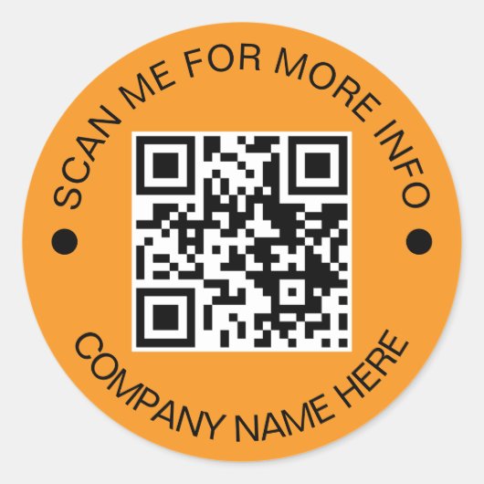 Custom QR Code Round ORANGE Waterproof Business Runder Aufkleber (Vorderseite)