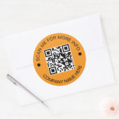 Custom QR Code Round ORANGE Waterproof Business Runder Aufkleber (Umschlag)