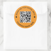 Custom QR Code Round ORANGE Waterproof Business Runder Aufkleber (Tasche)
