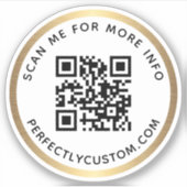 Custom QR code Scan me for more info golden border Aufkleber (Vorderseite)