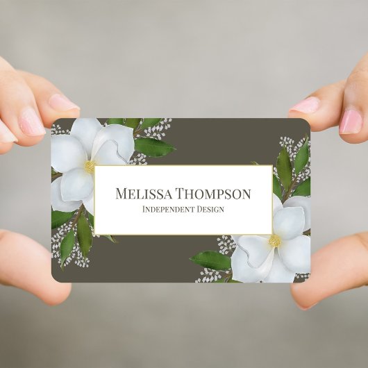 Custom QR Code Social Media Botanische Magnolien Visitenkarte