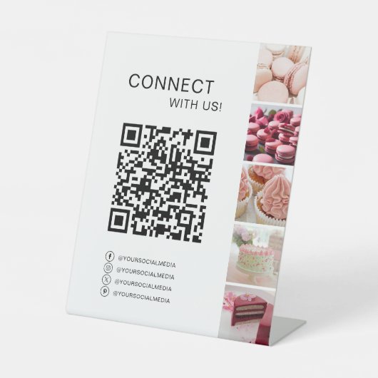 Custom QR Code Social Media Icons Bakery Sockelschild (Vorderseite)