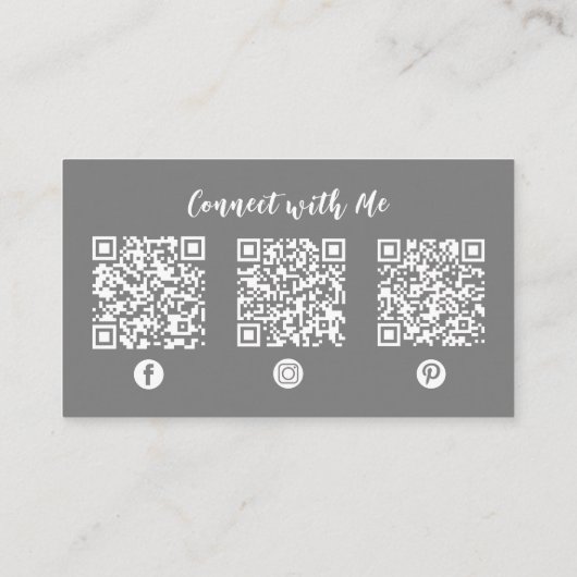 Custom QR Code Social Media Stilvolle Graurosa Visitenkarte (Rückseite)