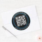 Custom QR Code Text Black White Classic  Runder Aufkleber (Umschlag)