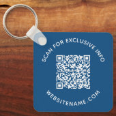 Custom QR Code Text Corporate Swag Blue Schlüsselanhänger (Vorderseite)