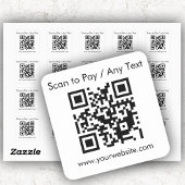 Custom QR Code / Text White Square Sticksheet Quadratischer Aufkleber
