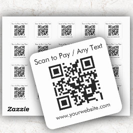Custom QR Code / Text White Square Sticksheet Quadratischer Aufkleber
