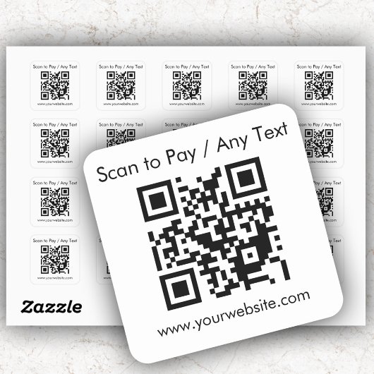 Custom QR Code / Text White Square Sticksheet Quadratischer Aufkleber
