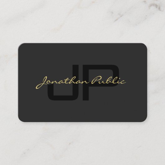 Custom QR Code Typografie Gold Text Name Script Visitenkarte (Vorderseite)