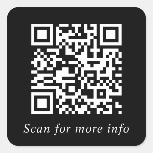 Custom QR Code Website Generator Black Quadratischer Aufkleber (Vorderseite)