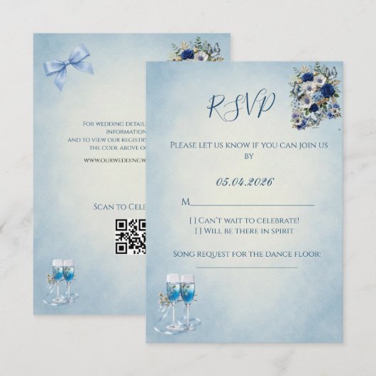 Custom QR Code Wedding RSVP Card Karte (Vorne/Hinten)