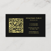 Custom QR Code Your Company Logo Black And Gold Visitenkarte (Vorderseite)