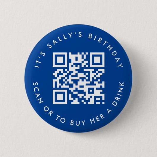 Custom Qr codes Cash App Birthday Button, blau Button (Vorderseite)