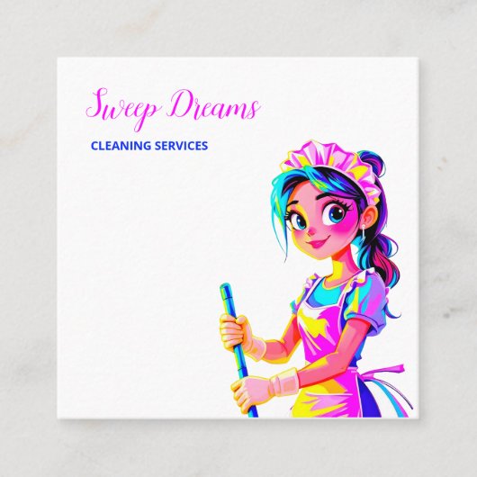 Custom QR Housemaid Housekeeper Quadratische Visitenkarte (Vorderseite)