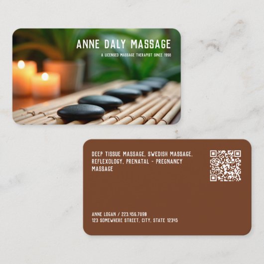 Custom QR Massage Wellness-Center Visitenkarte (Vorne/Hinten)