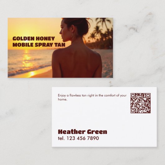 Custom QR Mobile Spray Tanning Visitenkarte (Vorne/Hinten)