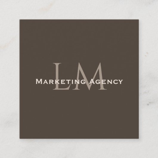 Custom QR Monogram Calling Card Taupe Brown Telefonnummerkarte (Vorderseite)