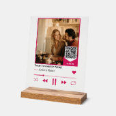 Custom QR Music Photo Plaque with Romantic Album  Acrylschild (Winkel)