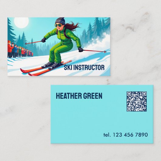Custom QR Ski Instructor Visitenkarte (Vorne/Hinten)