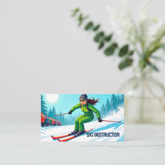 Custom QR Ski Instructor Visitenkarte (Stehend Vorderseite)