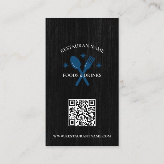 Custom QRCode Textured Restaurant Logo Rustic Visitenkarte (Vorderseite)