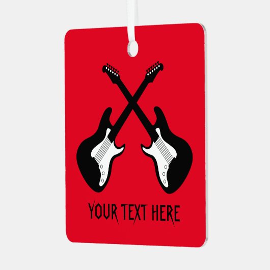 Custom quadratische Gitarre Weihnachtsbaumschmuck Ornament Aus Metall (Vorderseite links)