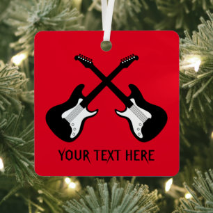 Custom quadratische Gitarre Weihnachtsbaumschmuck Ornament Aus Metall