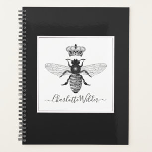 Custom Queen Bee and Crown Script Signature Black Planer