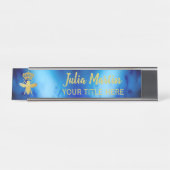 Custom QUEEN BEE Ästhetik Blue Namplate Holder Schreibtischnamensplakette (Vorderseite )