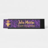 Custom QUEEN BEE Black Lila Namplate Holder Schreibtischnamensplakette (Vorderseite )