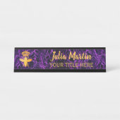 Custom QUEEN BEE Black Lila Namplate Holder Schreibtischnamensplakette (Vorderseite )