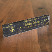 Custom QUEEN BEE Gold Black Marble Holder Namensplakette (Seite)