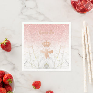 Custom QUEEN BEE Rosa Rose Gold Getränke Cocktail Serviette