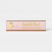 Custom QUEEN BEE Rose Glitzer Namplate Holder Schreibtischnamensplakette (Vorderseite )