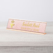 Custom QUEEN BEE Rose Glitzer Namplate Holder Schreibtischnamensplakette (Vorderseite )