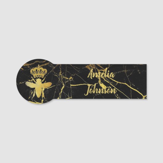 Custom QUEEN BEEN Gold Black Abzeichen Button Magn (Vorderseite)